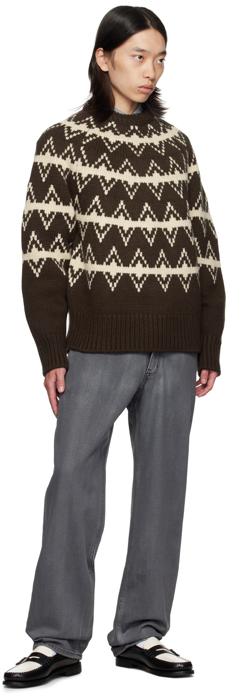 AFTER PRAY Brown Jacquard Sweater