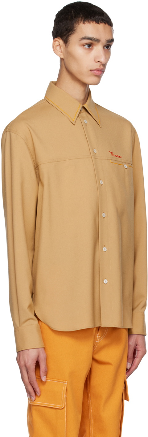 Marni Tan Embroidered Shirt