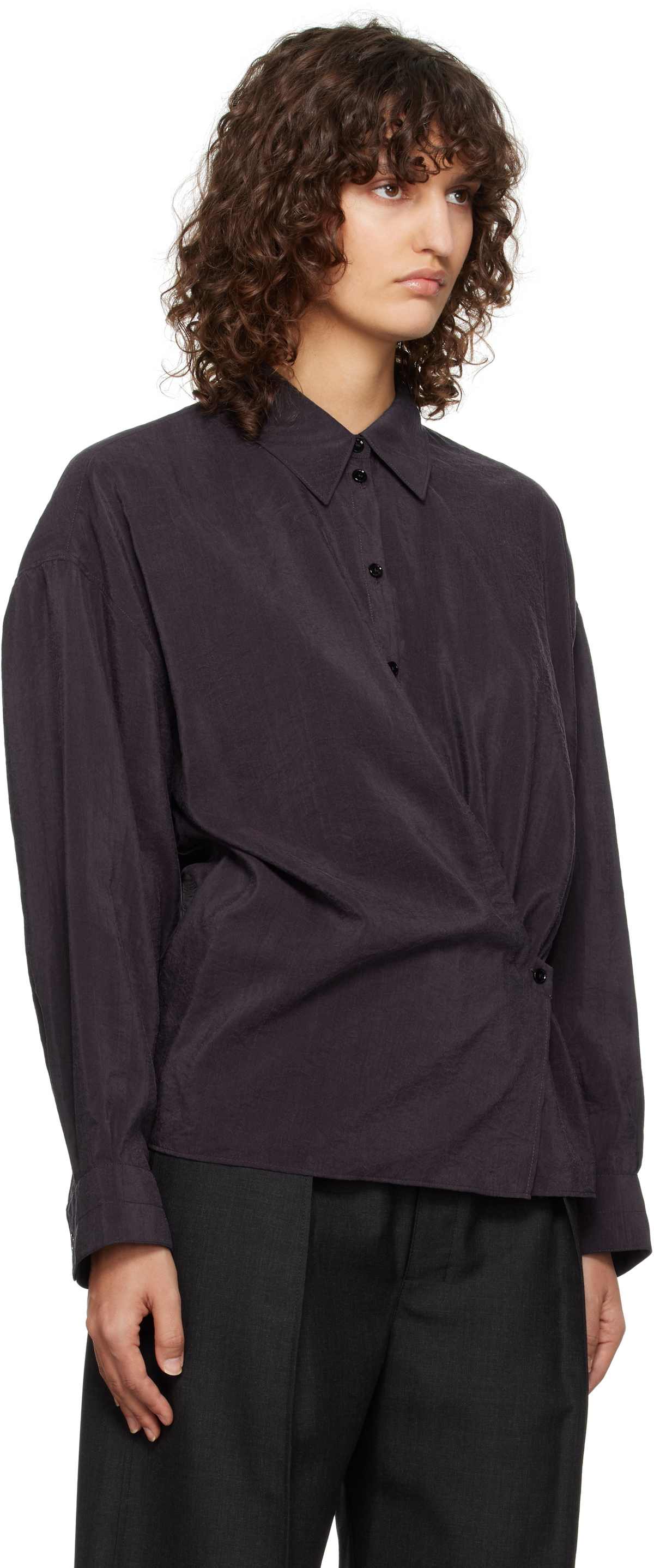 Lemaire Women's Straight Collar Twisted Shirt Black