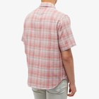 Loewe Men's Short Sleeve Check Shirt in Pink/Brown