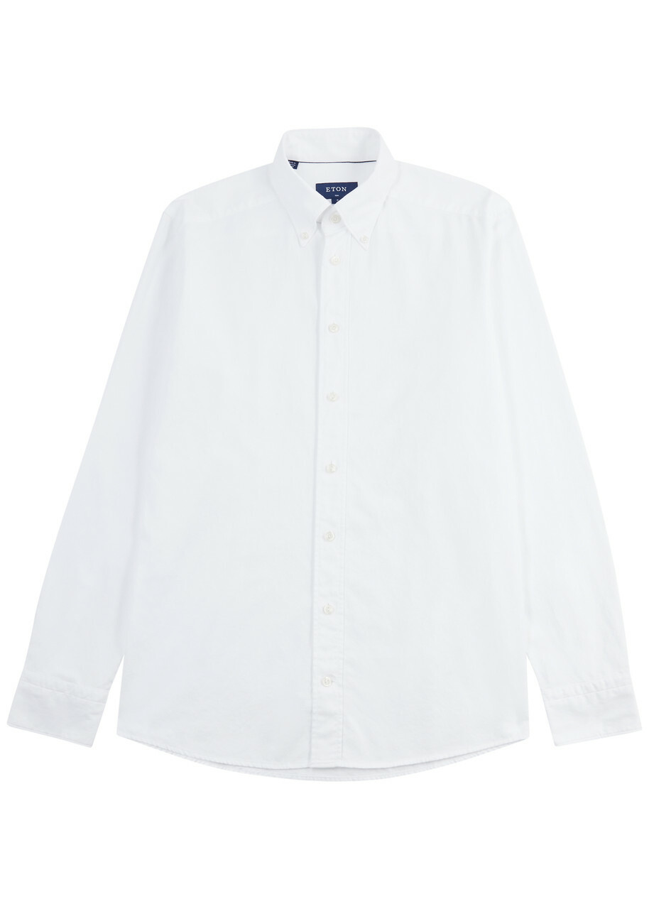 Eton Piqué Cotton Oxford Shirt White