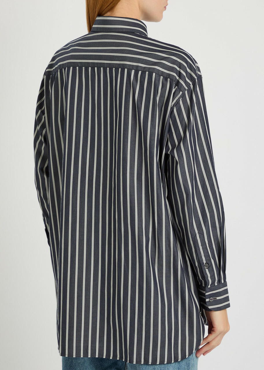 Nili Lotan Yorke Striped Cotton-poplin Shirt Grey