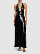 WEWOREWHAT Sequined Halter Neck Midi Dress