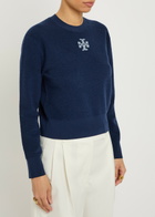 Tory Burch Logo Wool-blend Jumper Navy