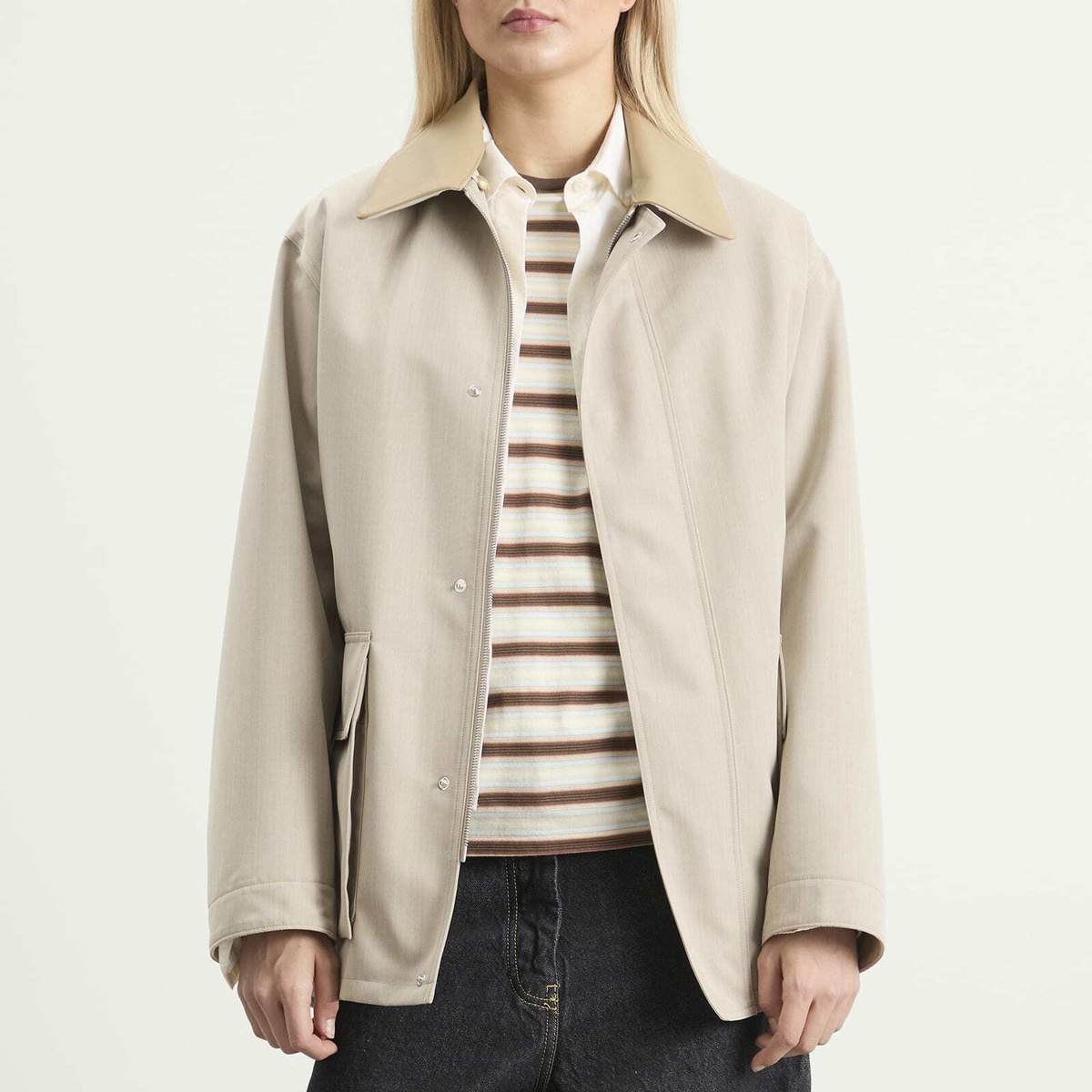 Auralee Women's Wool Max Canvas Blouson in Top Gray Beige