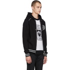 Balmain Black and Silver Zip Hoodie