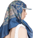 Marine Serre Blue Regenerated Silk Scarves Veiled Cap