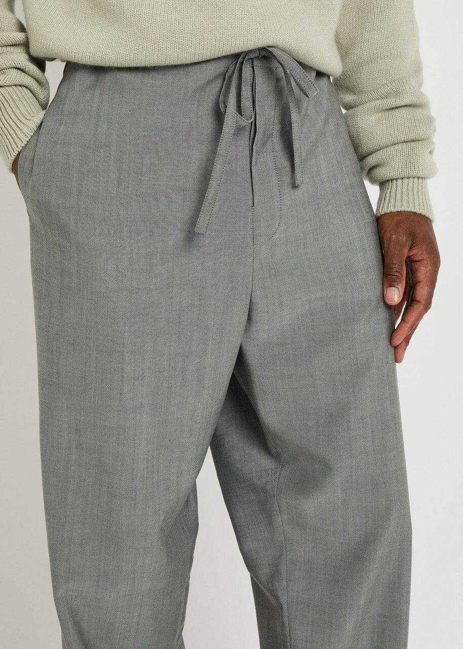 Calvin Klein Drawstring Straight-leg Wool Trousers Grey