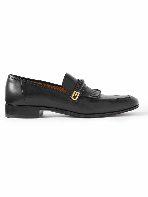 Photo: GUCCI - Fringed Leather Loafers - Black