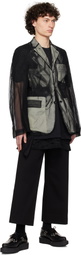Comme des Garçons Homme Plus Black Nylon Tulle & Cotton Cloth Blazer