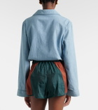 Saint Laurent Colorblocked taffeta shorts