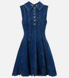 Self-Portrait Broderie anglaise denim minidress