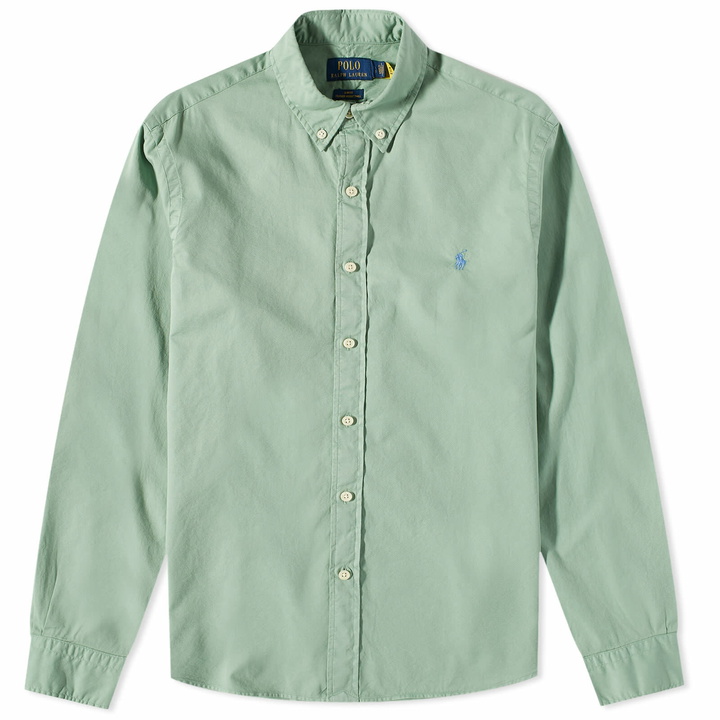 Photo: Polo Ralph Lauren Men's Lightweight Button Down Shirt in Faded Mint