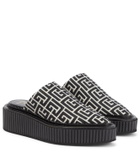Balmain Monogram canvas platform slippers