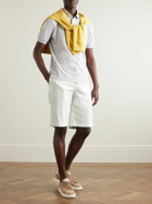 Brunello Cucinelli - Straight-Leg Stretch-Cotton and Linen-Bend Bermuda Shorts - White