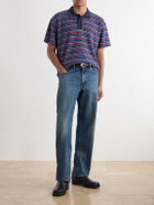 Rag & Bone - Striped Cotton-Piqué Polo Shirt - Blue