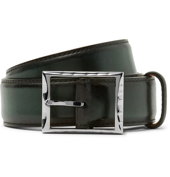 Photo: Berluti - 3.5cm Green Classic Leather Belt - Men - Green