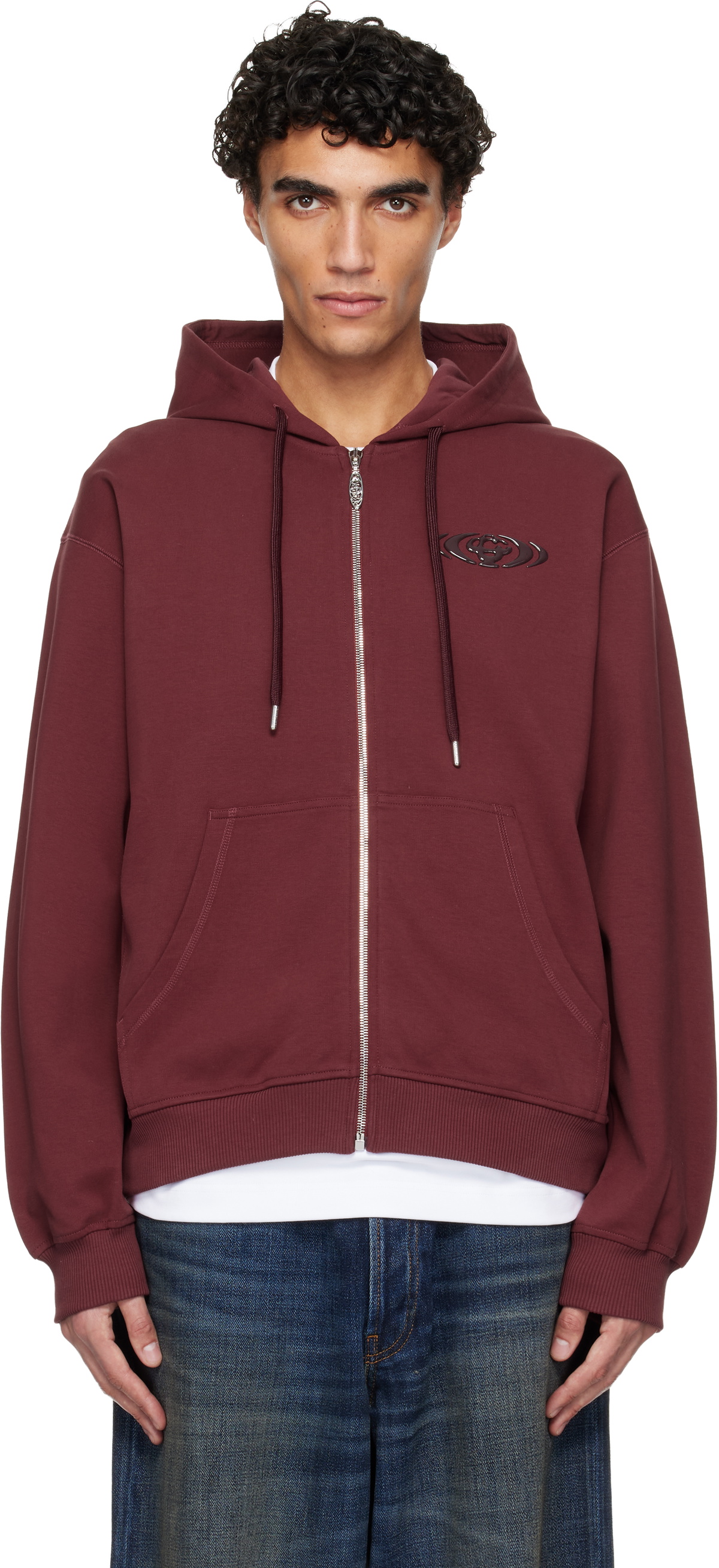 Casablanca Red Pebble Logo Zip-Up Hoodie
