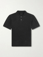 Drake's - Stone-Washed Cotton-Piqué Polo Shirt - Black