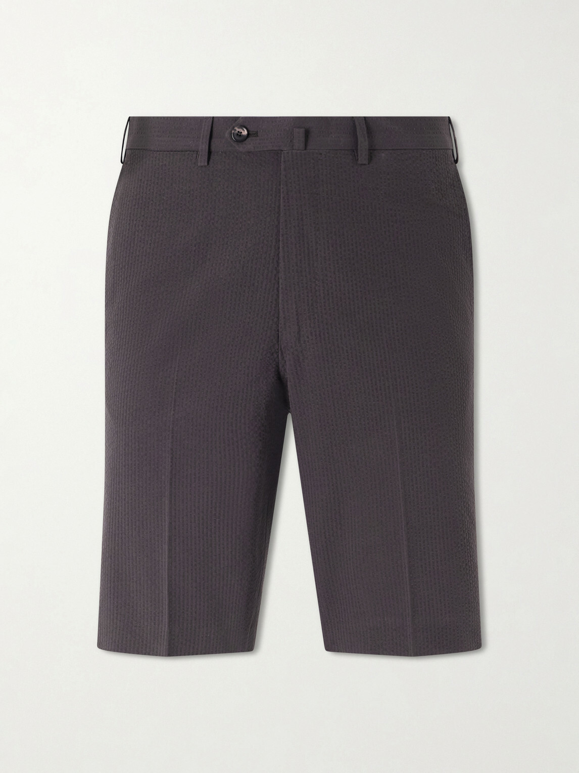 De Petrillo - Straight-Leg Cotton-Seersucker Shorts - Brown