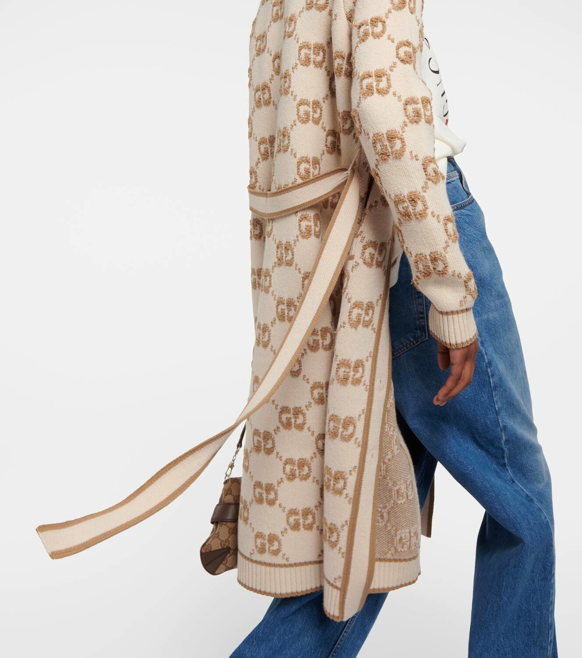 VIP【関税送料無料】希少 Gucci Wool Cardigan GG wool bouclé jacquard cardigan in light pink and white