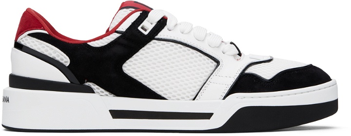 Photo: Dolce&Gabbana White & Black Mixed-Material New Roma Sneakers