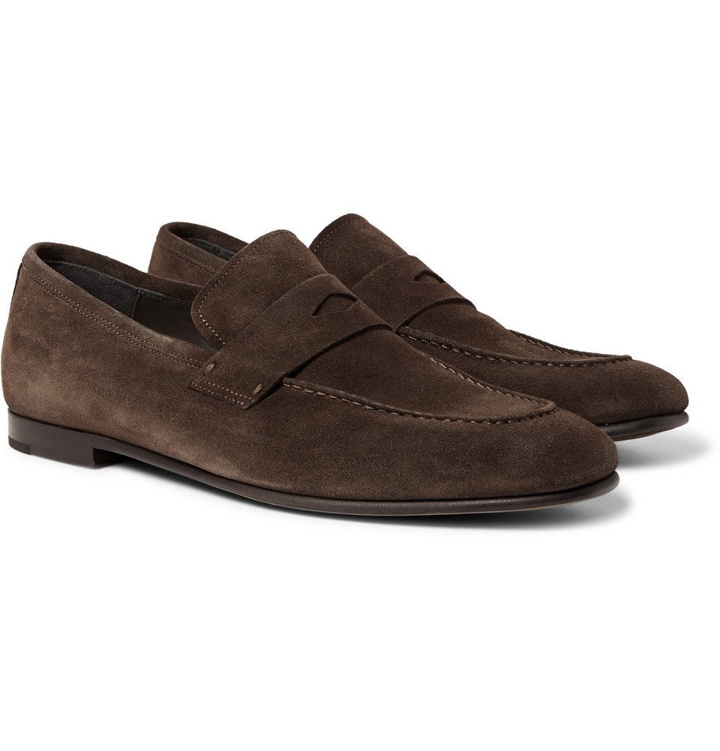 Photo: Dunhill - Chiltern Suede Penny Loafers - Men - Dark brown