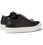 Rick Owens - Grosgrain-Trimmed Leather Sneakers - Black