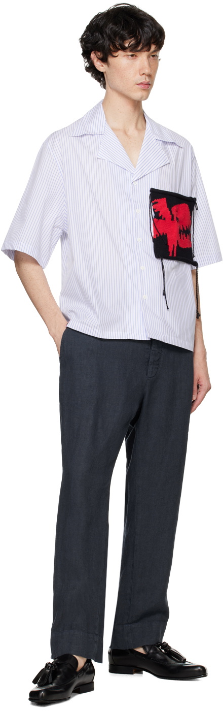 Charles Jeffrey LOVERBOY White & Blue Stripe Shirt