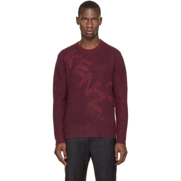 Photo: Kenzo Burgundy and Navy Knit Logo Sweater