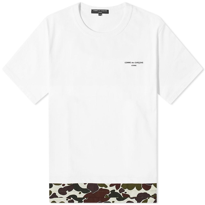 Photo: Comme des Garçons Homme Camo Hem Logo Oversized Tee