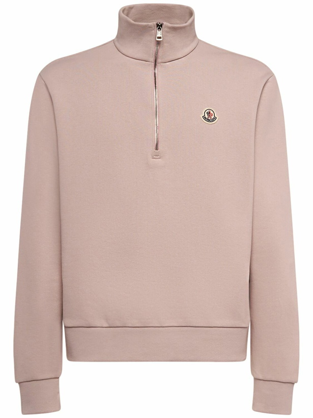 Photo: MONCLER - Zip-up Cotton Turtleneck Sweatshirt