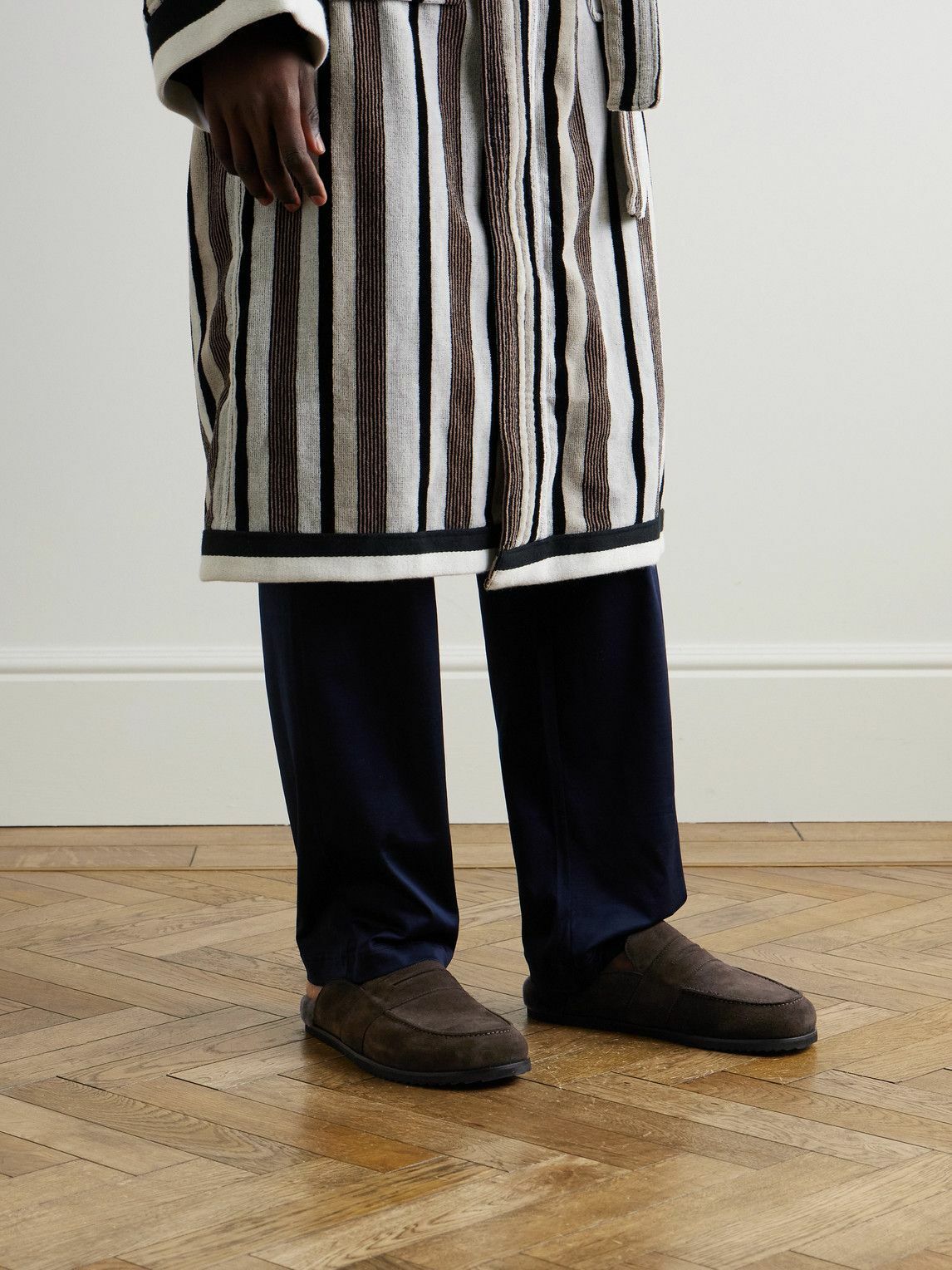 Mr P. - David Shearling-Lined Suede Slippers - Brown
