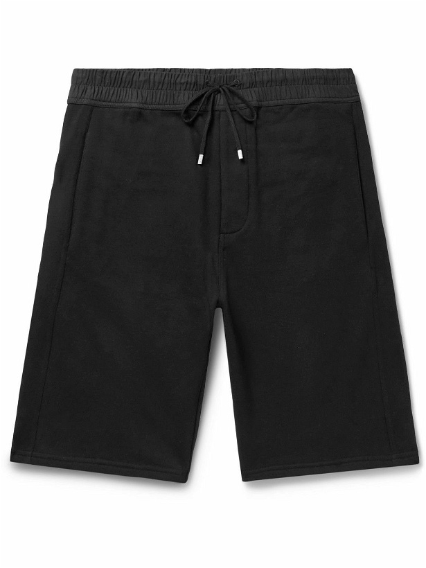 Photo: SAINT LAURENT - Straight-Leg Cotton-Jersey Drawstring Bermuda Shorts - Black