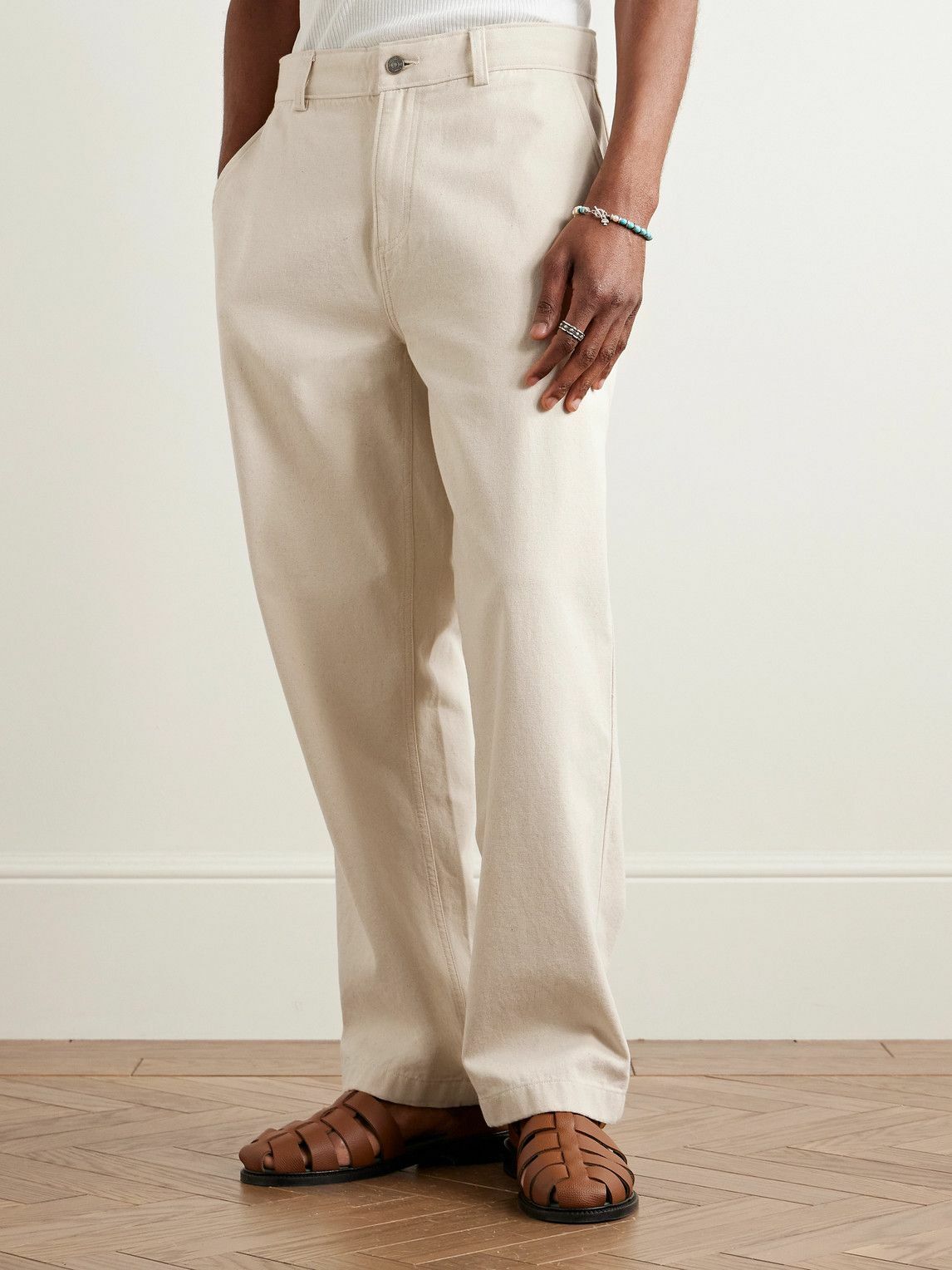 Corridor - Straight-Leg Cotton-Canvas Trousers - Neutrals