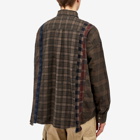 Needles Men's 7 Cuts Wide Over Dyed Flannel Shirt in Brown