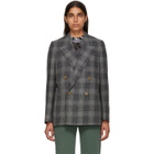 Acne Studios Blue Check Double-Breasted Blazer