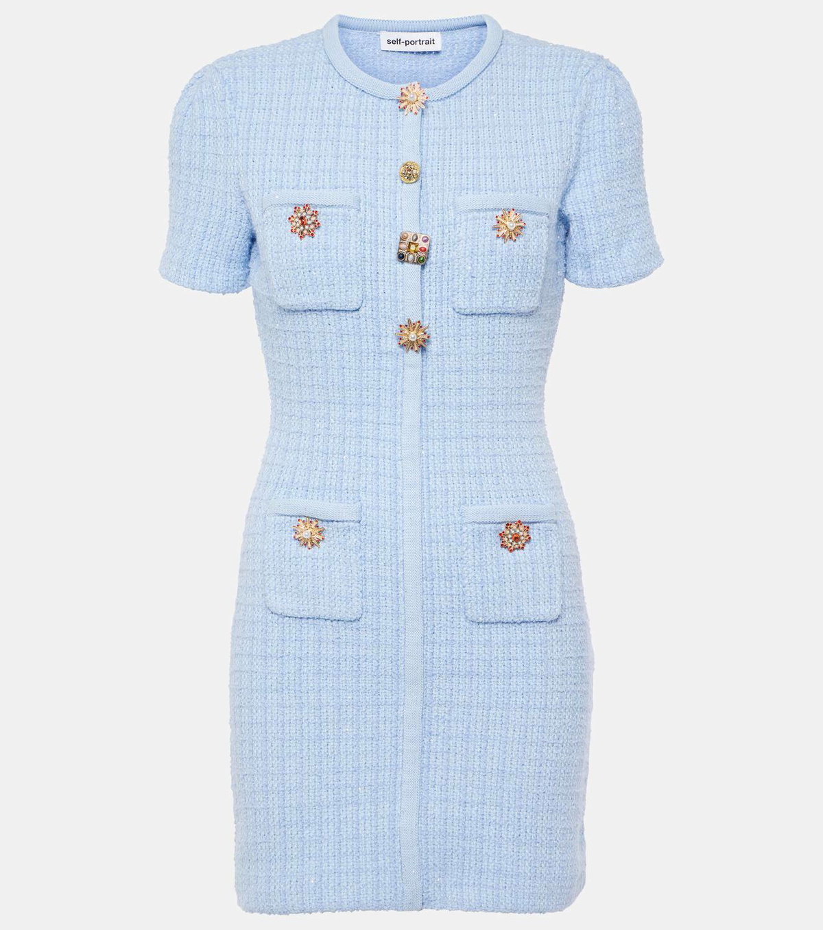 knee length dresses for ladies Navy Boucle Sleeveless Mini Dress