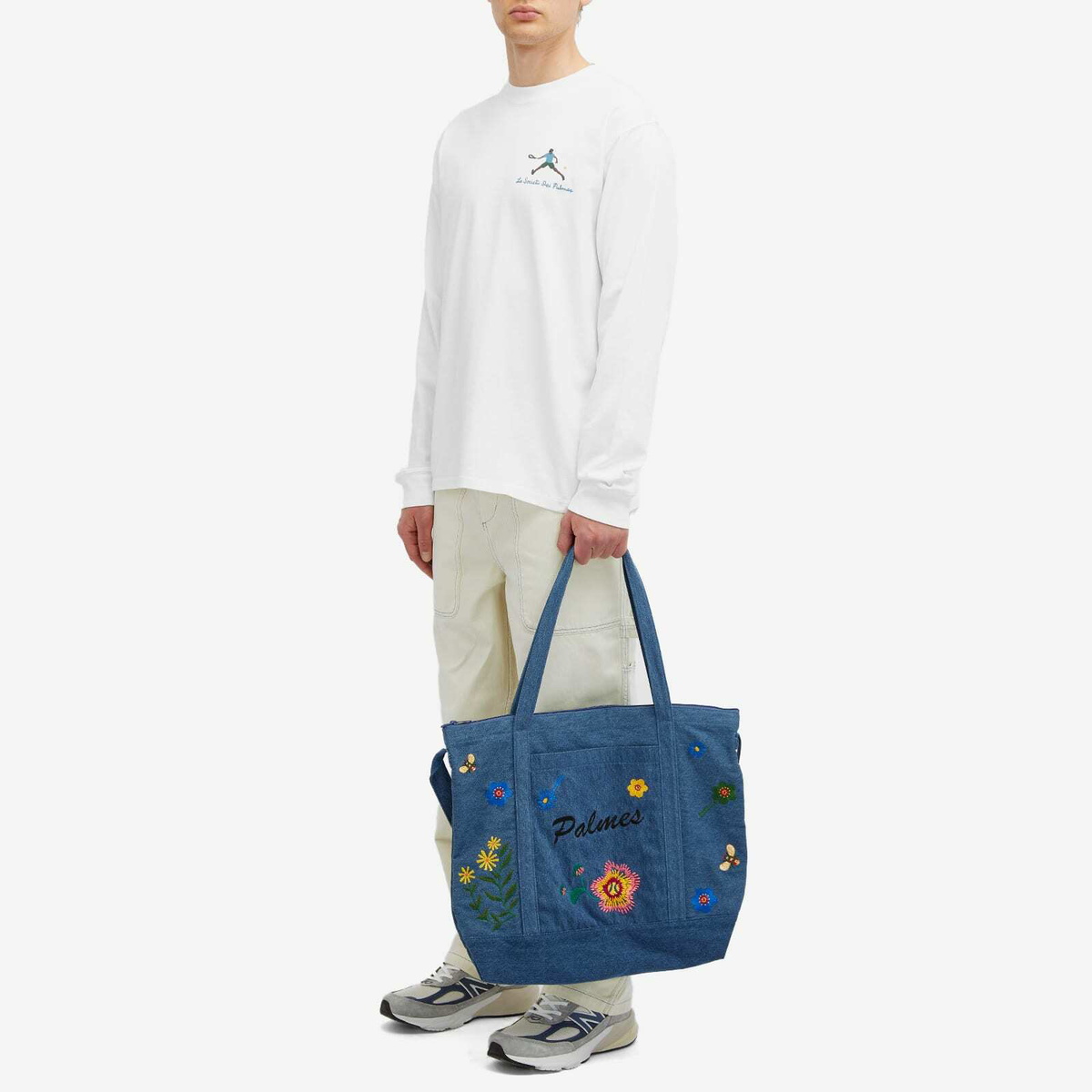 Palmes Men's Floral Tote Bag in Denim 