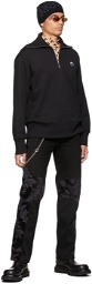 Marine Serre Black Eco-Futurist Printed Half-Zip Sweater