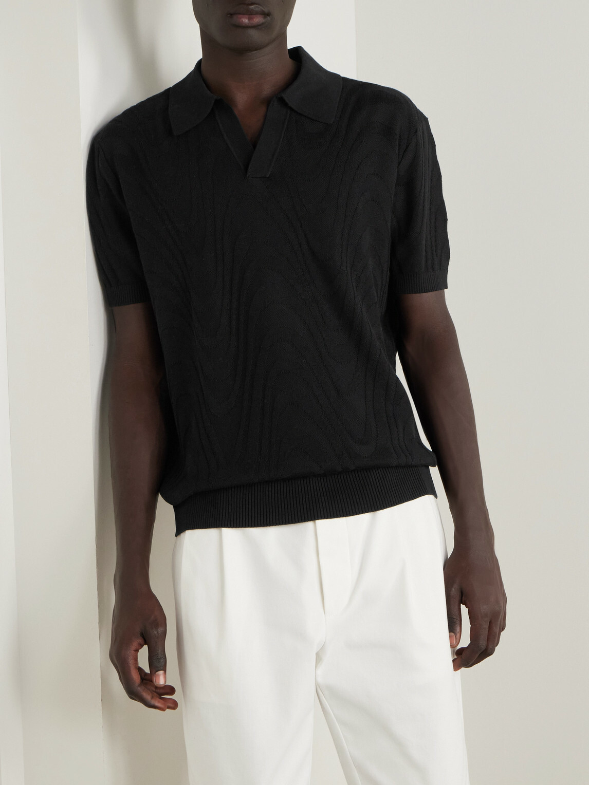 Frescobol Carioca - Rino Cotton and Silk-Blend Polo Shirt - Black