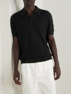 Frescobol Carioca - Rino Cotton and Silk-Blend Polo Shirt - Black