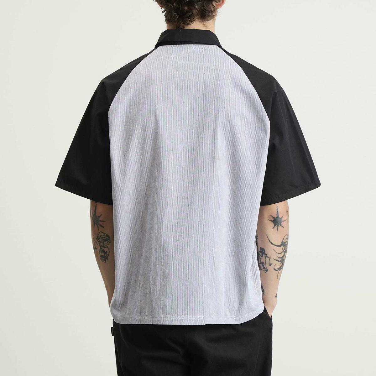 Neighborhood Men's Classic Stripe Short Sleeve Work Shirt in Black