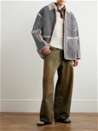Acne Studios - Larrie Oversized Appliquéd Shearling Jacket - Gray