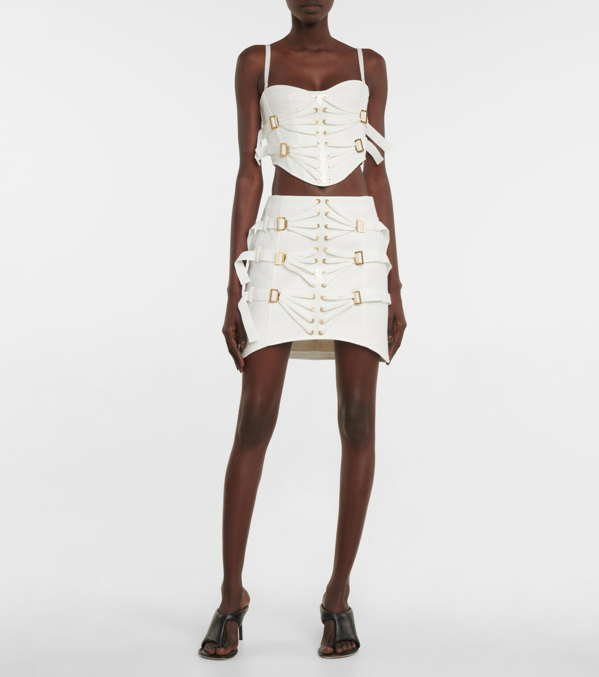 Dion Lee Lace-up cotton-blend cropped top