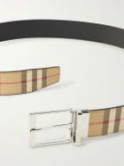 Burberry - 3.5cm Reversible Checked Coated-Leather Belt - Neutrals