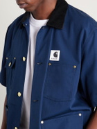 Sacai - Carhartt WIP Logo-Appliquéd Corduroy-Trimmed Cotton-Canvas Shirt - Blue