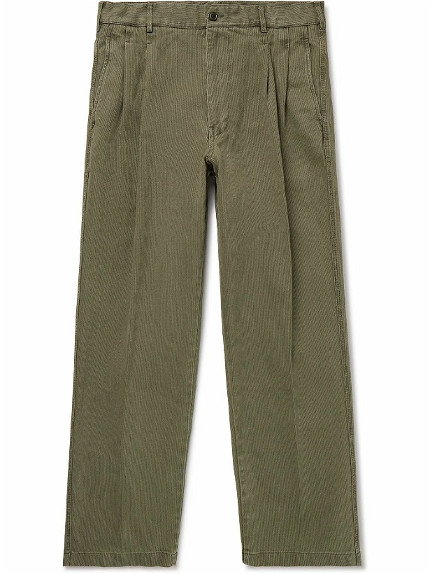 Photo: Alex Mill - Straight-Leg Pleated Garment-Dyed Bedford Cotton Suit Trousers - Green