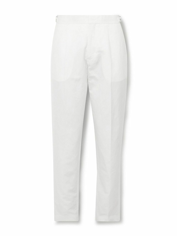 Photo: Orlebar Brown - Carsyn Tapered Pleated Linen and Cotton-Blend Trousers - White