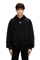 Diesel Oversized hoodie with metallic logo - Sweaters Mens in Black